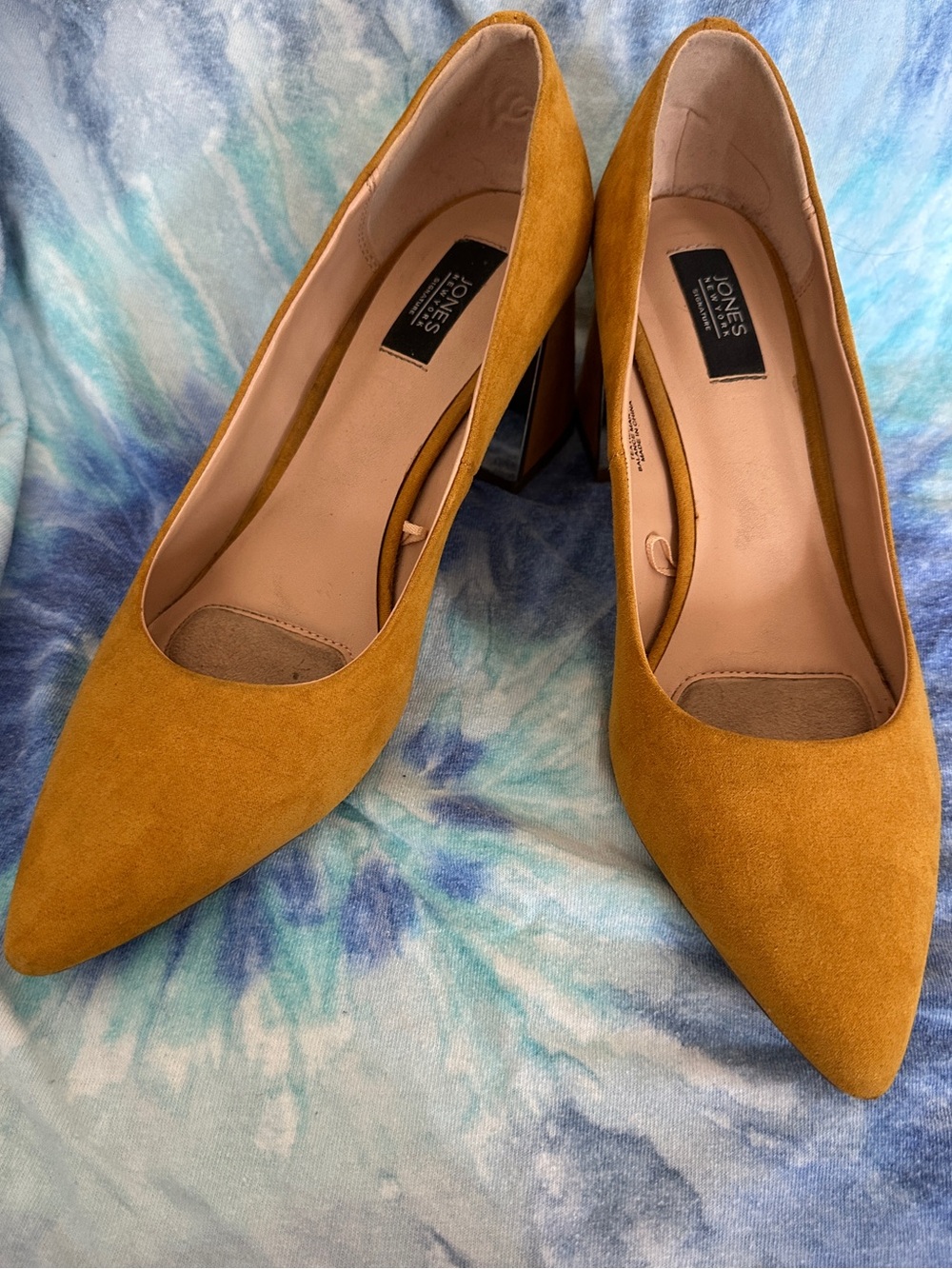 Mustard Pointed Toe Block Heels